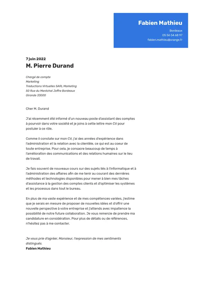 CV template Bleu contemporain