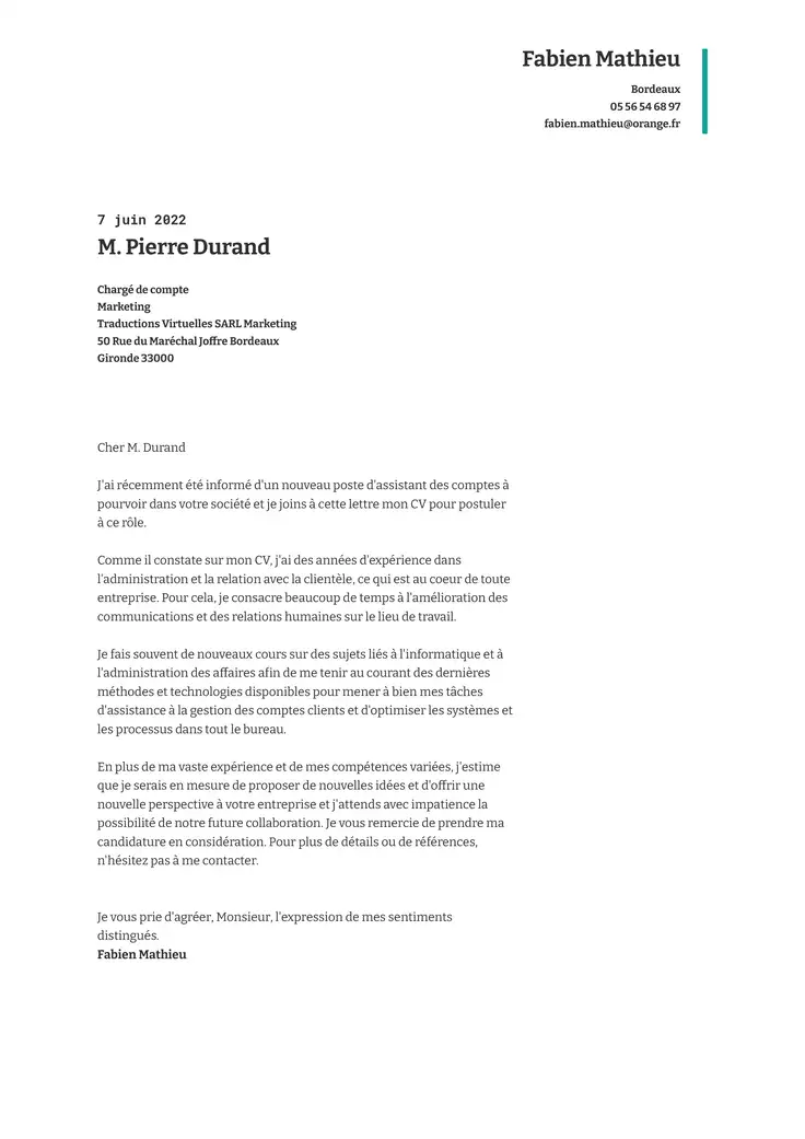 CV template Vert exécutif