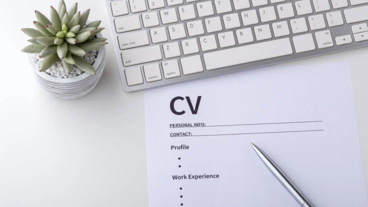 CV vierge à compléter sur le bureau d'un candidat