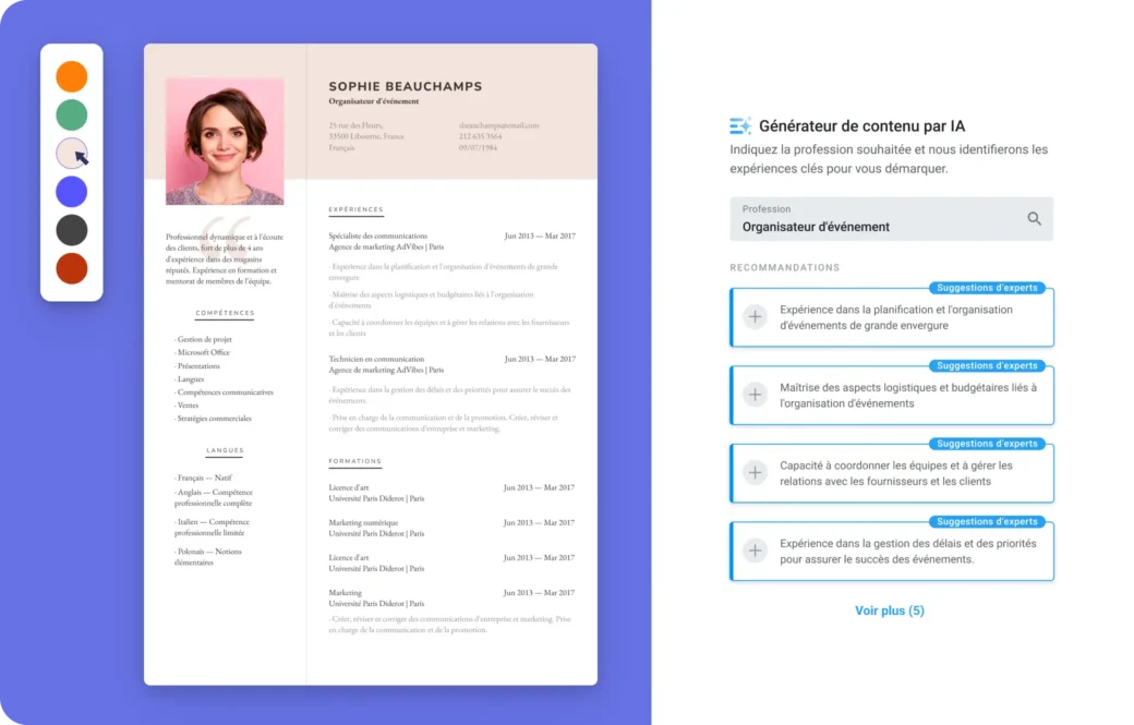 Complétez automatiquement les rubriques de votre CV grâce à l’IA
