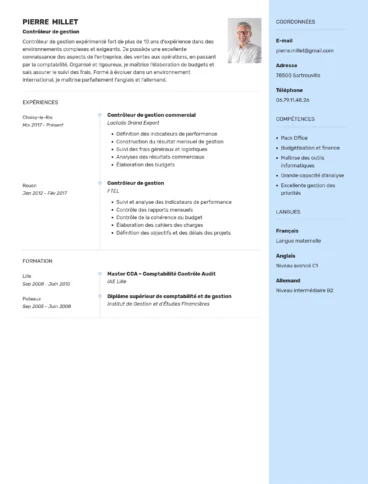 exemple de CV de contrôleur de gestion