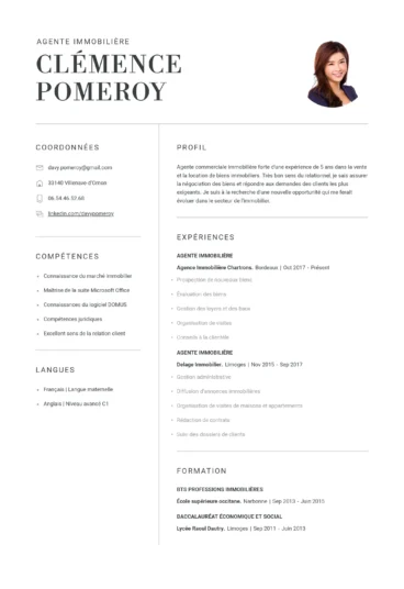 exemple de CV agent immobilier