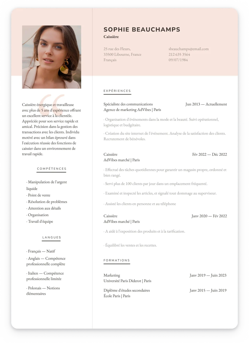 modèles de CV simples