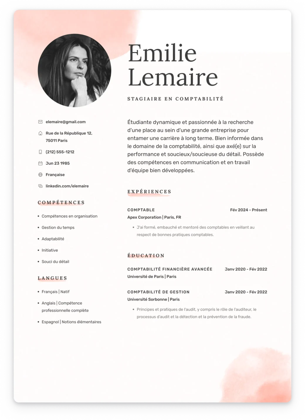 Modèles de CV sans expérience