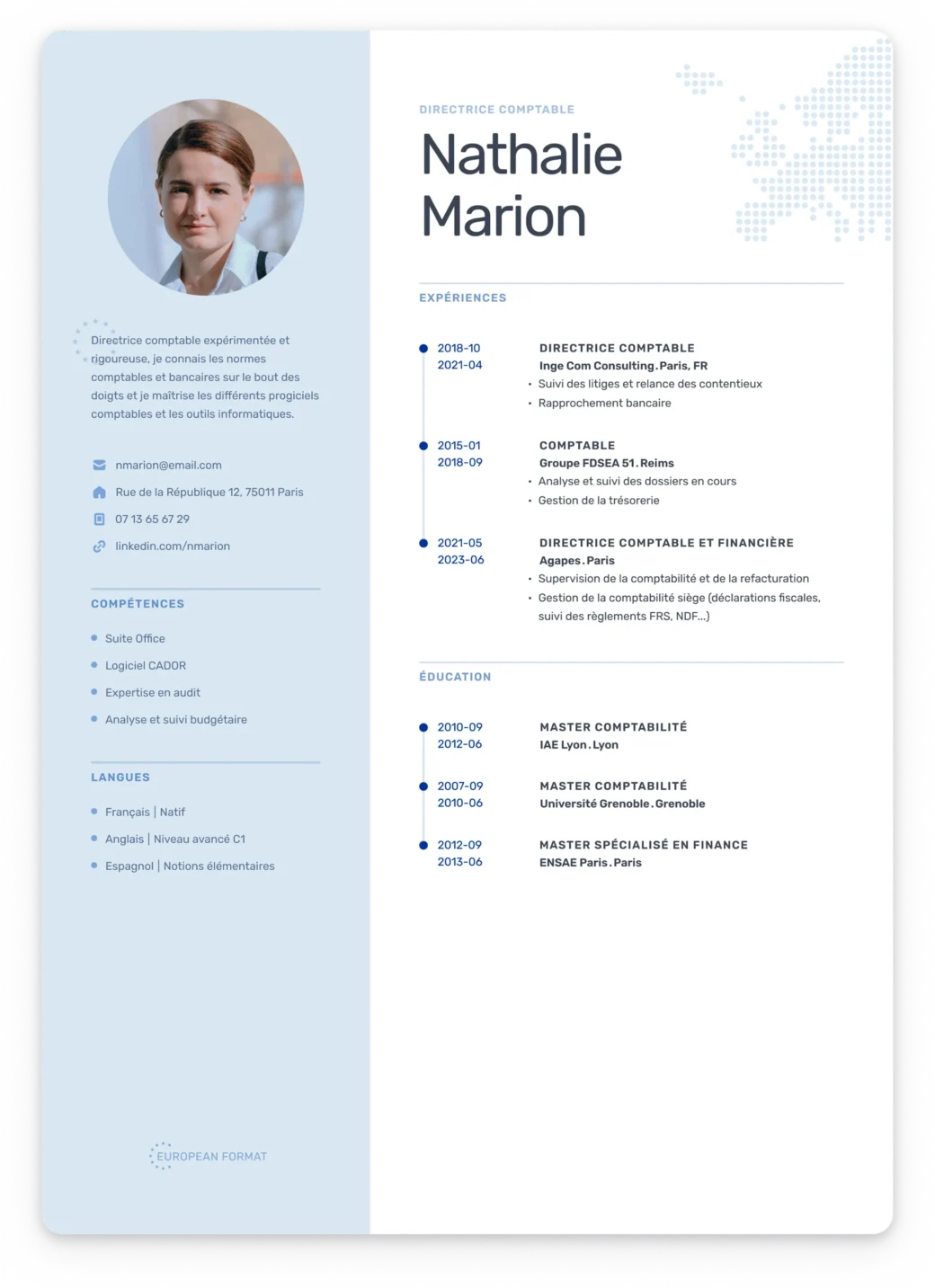 Modèle de CV structuré et moderne avec en-tête coloré