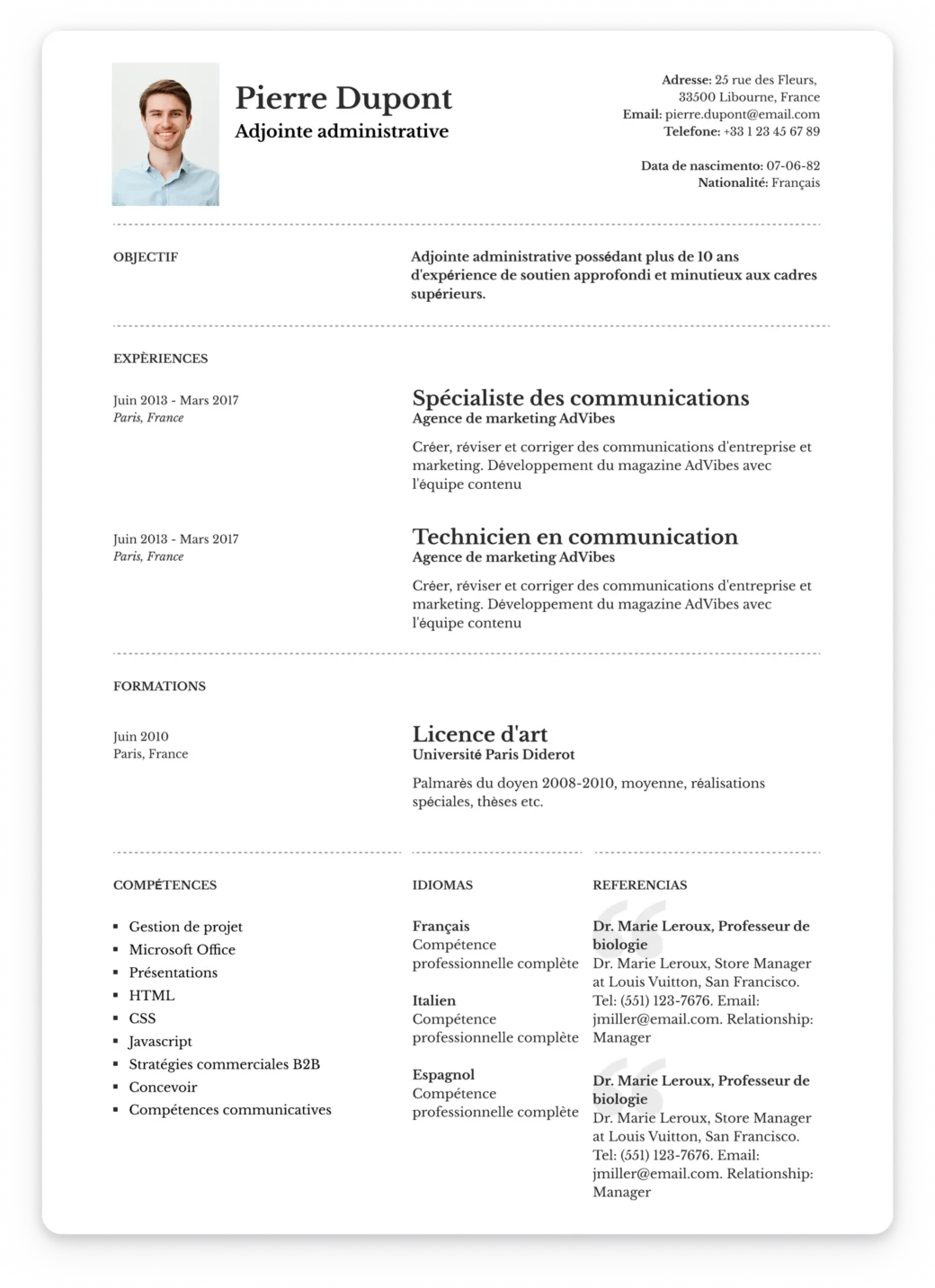 Modèle de CV Toronto clair avec disposition en colonnes