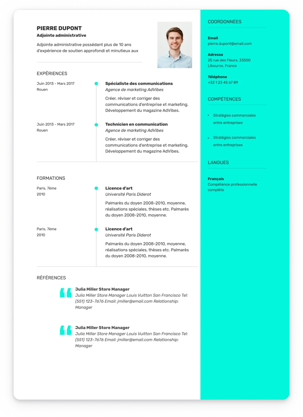 Modèle de CV épuré avec mise en page simple et efficace Québec