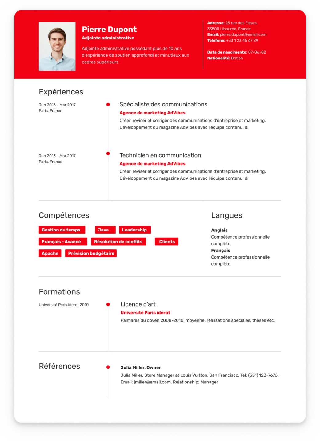 Modèle de CV élégant Haiphong avec mise en page horizontale