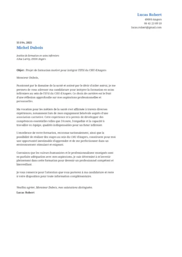 Lettre de motivation pour un projet de formation motiv&eacute; pour int&eacute;grer un IFSI