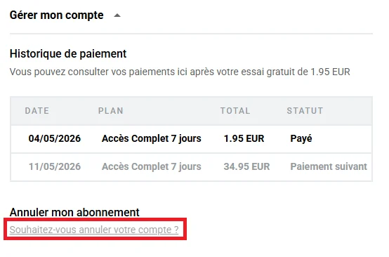Annuler mon abonnement