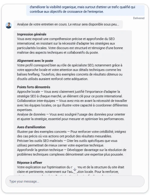 Analyse de votre entretien d'embauche avec IA