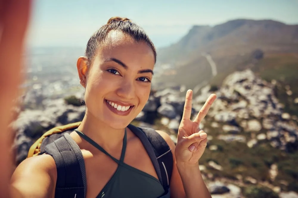 Selfie d'une femme en vacances
