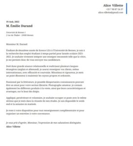 Lettre de motivation pour un job étudiant  OnlineCV